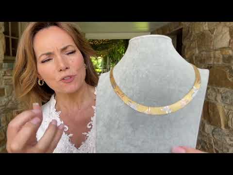 Italian Graduated Tri-Color Diamond Cut Butterfly Motif  Necklace