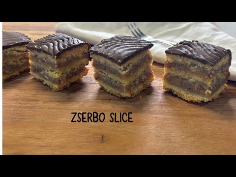 Zserbó Slice (Hungarian Gerbeaud Slice) | Layered  with a Chocolate Top @Kingoftarts ​