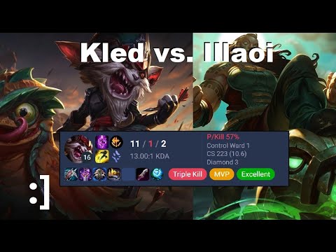 Kled vs. Illaoi - Educational laning phase. (ranked gameplay)