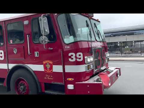 Boston fire Engine 39 Ladder 18 responding to an elevator entrapment at the Omni Boston Hotel