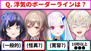 【まとめ】浮気のボーダーラインを答えるにじさんじライバー【切り抜き/先斗寧/フレン・E・ルスタリオ/緋八マナ/リゼ・ヘルエスタ/レオス・ヴィンセント/にじさんじ】