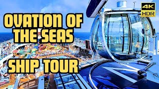 Ovation of the Seas: Ship Tour 4K | Obstructed View Balcony room - Swimming Pools - Seaplex + more !