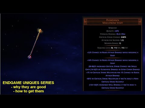 Endgame Uniques - Duskdawn, A Spell Crit Staff - Why It's Good & How To Get it - Path of Exile POE