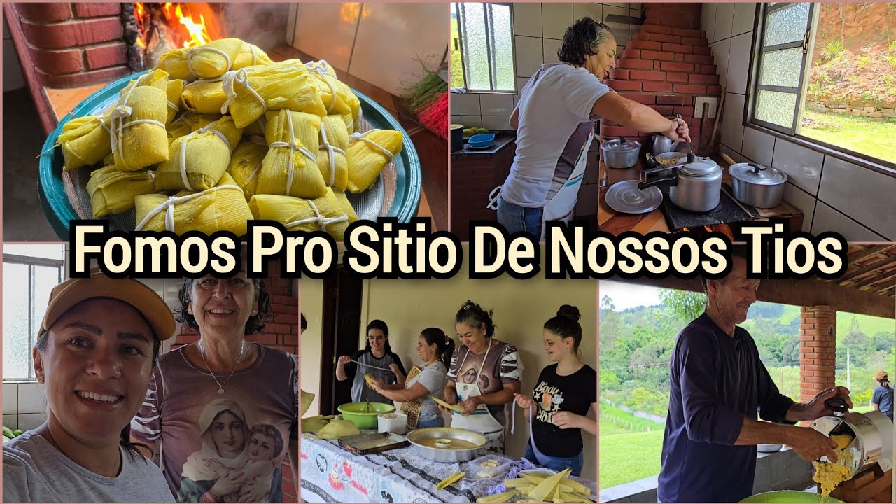 ALMOÇO NO FOGÃO A LENHA+FIZEMOS PAMONHA E COLHEITA NA HORTA/LUGAR LINDO🙌DIA FELIZ🙏