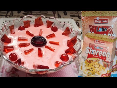 Labe Shireen Recipe |Happy Home Labe Shereen Dessert Mix| Strawberry Labe Shireen Dessert mix