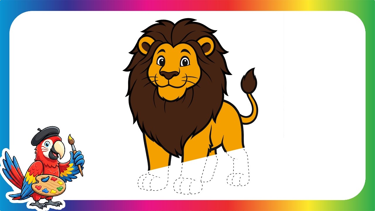 How to Draw a Cute Lion (+FREE Tracing Worksheet File)
