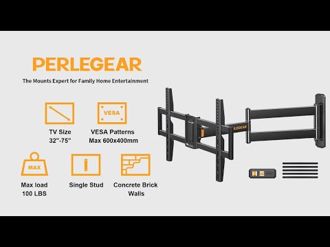 Installation Video--Perlegear PGLF18 Corner TV Wall Mount Long Arm TV Mount for 32-75 Inch TVs