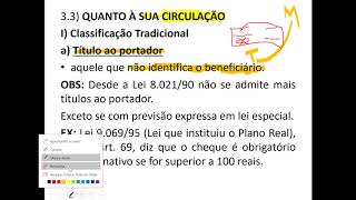 Títulos de Crédito - Classificação e Características: Prof. Thiago Mendes