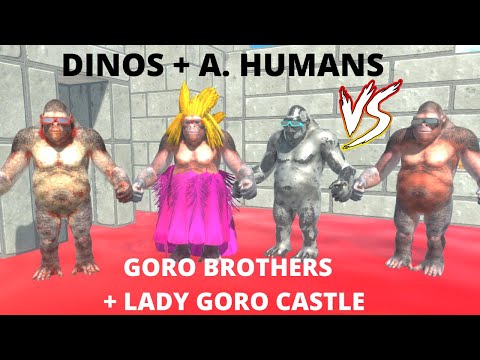CARNIVORE DINOS AND ANCIENT HUMANS AGAINST PRIMATES AND GORO BROTHERS AT LADY GORO'S CASTLE - ARBS