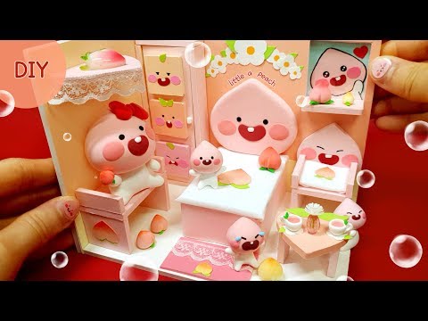 DIY Miniature dollhouse -  Apeach room decor ! Peach Pink ~