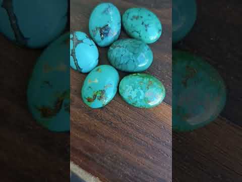 Kalpshri exports green tibetan turquoise oval cabochon gemst...