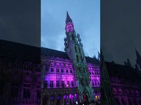 Light show at the Grote Markt in Brussels, Belgium