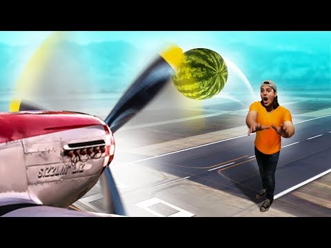 Throwing Things Into An AIRPLANE PROPELLER!! Video