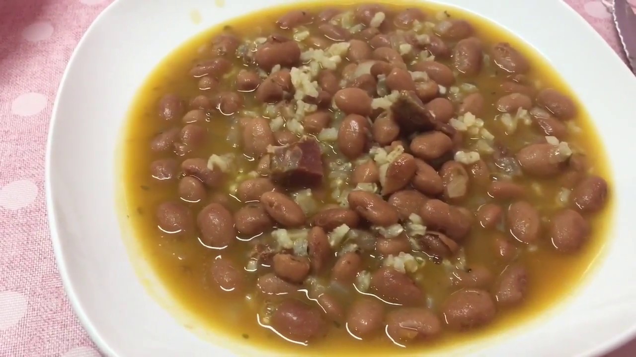 JUDÍAS PINTAS CON ARROZ ( receta exprés )