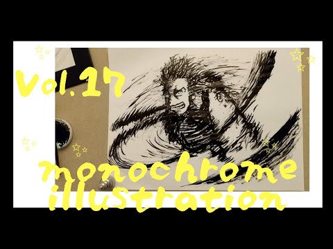 【描く動画】monochrome illustration✒️ Vol.17