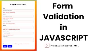Registration Form Validation | HTML, CSS and JavaScript | ProgrammingTutorTamil