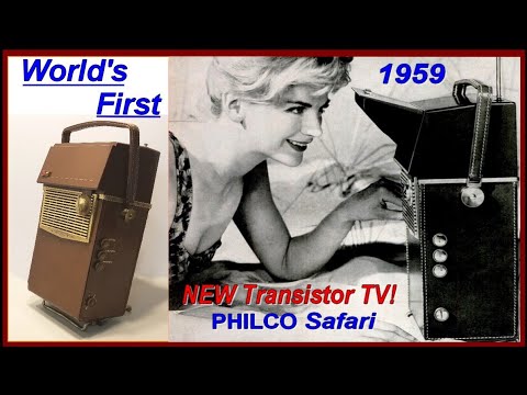 WORLD's FIRST PORTABLE TRANSISTOR TELEVISION 1959  (Vintage PHILCO Technology HD)