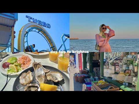 travel vlog | day trip to brighton: seafood, roller coaster rides, sunset and beaches