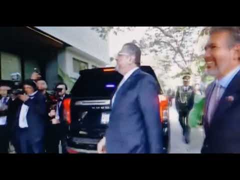 Llegada del presidente de Costa Rica a casa presidencial a Coatepeque, Santa Ana, El Salvador