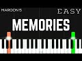 Memories - Maroon 5 | EASY Piano Tutorial