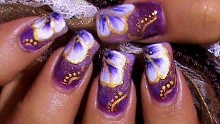 Purple & Gold Nail Art Design Tutorial