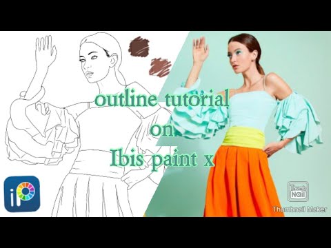 simple Outline tutorial on Ibis paint x for (fashion illustrations)