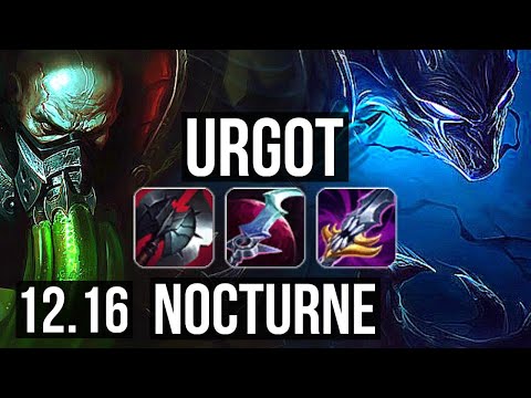 URGOT vs NOCTURNE (MID) | 6 solo kills, 500+ games, 14/3/6, 1.1M mastery | EUW Master | 12.16