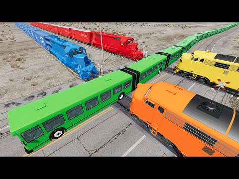 Long Articulated Bus Accident on Rail #80 - Beamng.Drive | Dancing Cars
