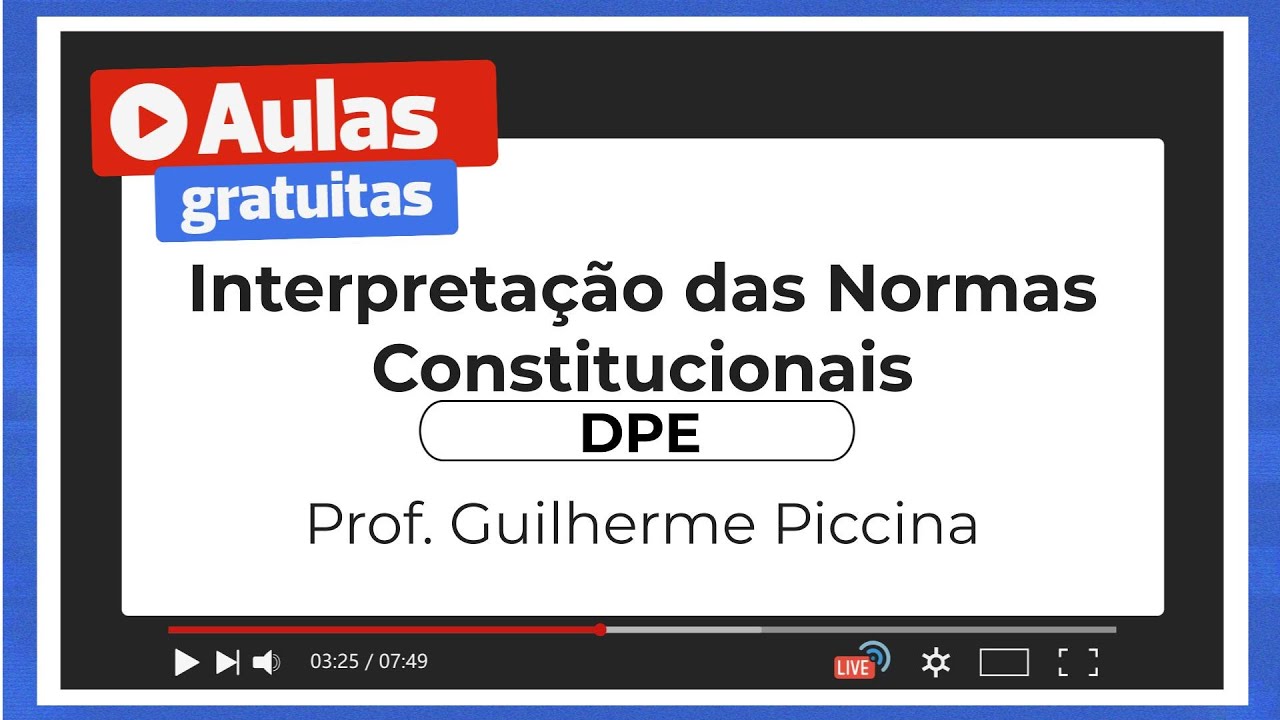 Interpretação das Normas Constitucionais - DPE | Prof. Guilherme Piccina