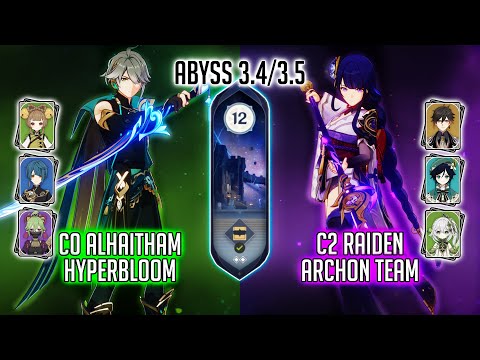 C0 Alhaitham Hyperbloom & C2 Raiden Archon Team | Abyss 3.4/3.5 - Floor 12 - 9⭐ | Genshin Impact