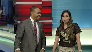 Michelle Sussett gets ready to sing national anthem at Hard Rock Stadium