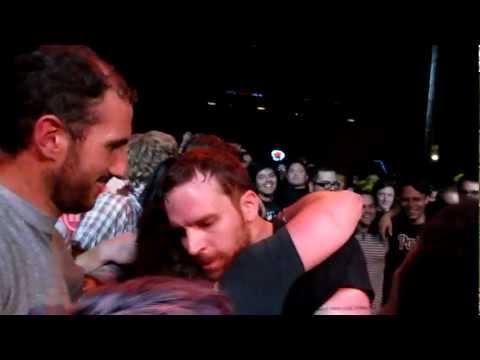 Bob Nanna of Braid hugging his fans at Slim's in San Francisco