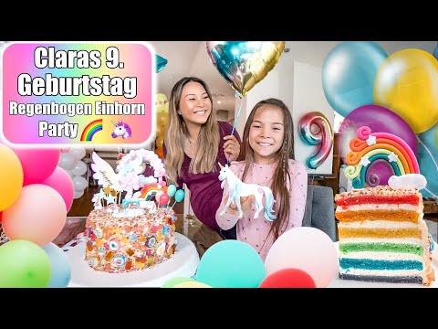 Clara's 9th birthday 🎂 Unwrapping presents! Rainbow unicorn candy cake decoration | Mamiseelen