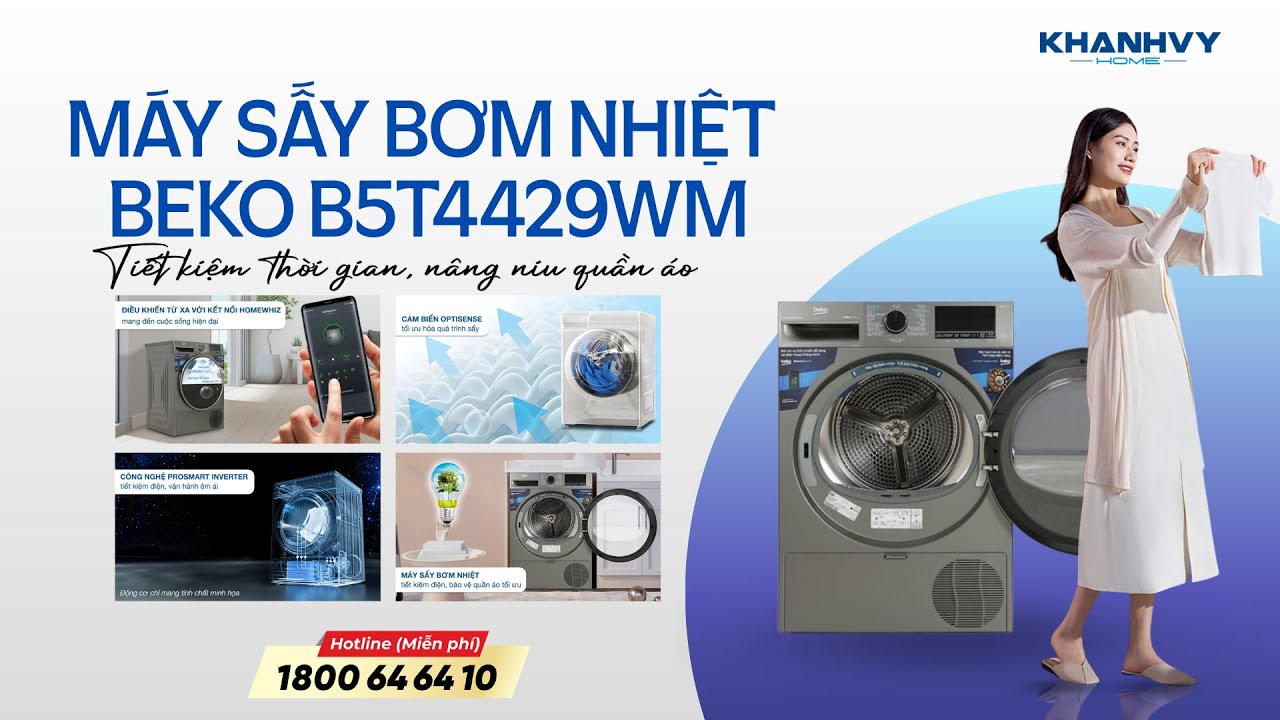 Máy sấy bơm nhiệt Beko B5T4429WM