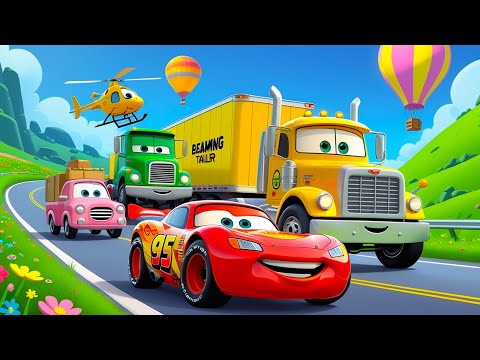 Flatbed Trailer Truck Rescue Bus - Cars vs Slide Colors - Cars vs Rails & Trains - BeamNG Drive #02