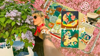 artist vlog ⛅︎ art trade, painting, sketch booking, outside time