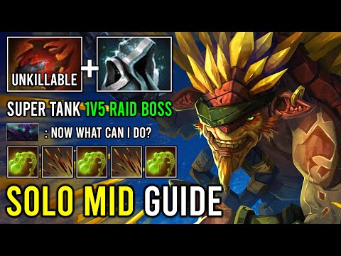 Super Mid Carry Raid Boss 1v5 Bristleback Crazy Tank Build Tarrasque + Shroud 100% Unkillable Dota 2