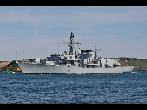 HMS NORTHUMBERLAND F238 ENTERS DEVONPORT NAVAL BASE AT MOUNT EDGCUMBE - 25th July 2018