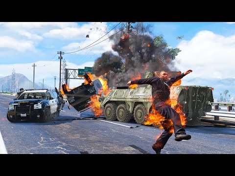 GTA 5 PRECARIOUS BTR-4E (Ukraine) CRASHES - SUPER CINEMATIC PICTURE WITH SLOW MO ep.54
