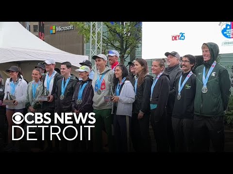 Runners brave wind and rain for Detroit Free Press Marathon
