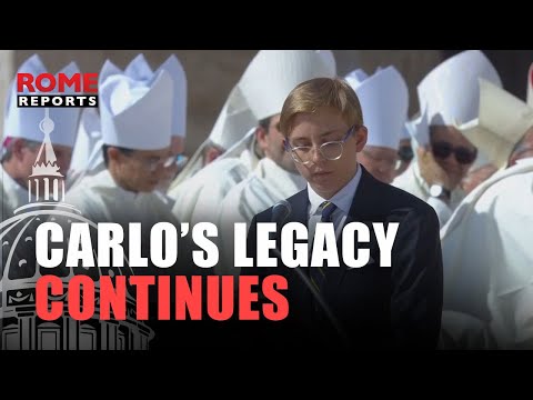 (VIDEO ONLY): Carlo Acutis's brother reads during his brother's canonization
