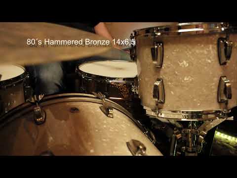 Ludwig Snare Comparison Supraphonic, Black Beauty, Hammered Bronze on a Classic Maple Kit