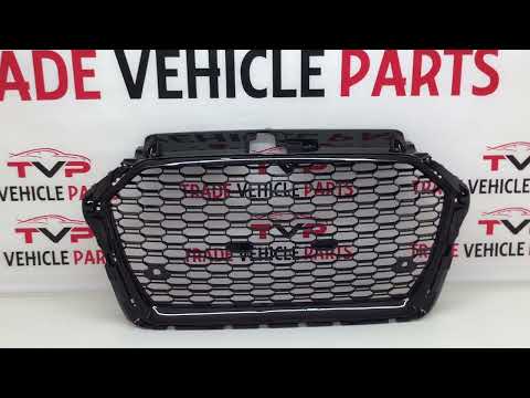 Fits Audi A3 S3 2016-2020 Front Main Grille Gloss Black Honeycomb Sport Badgeless Without Active Cruise Control Holes video