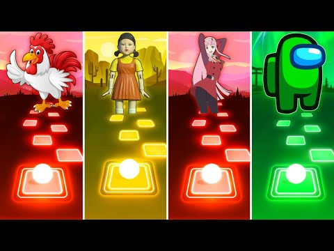 Chicken Song vs Squid Game vs 2 Phut Hon vs Among Us - Tiles Hop EDM Rush