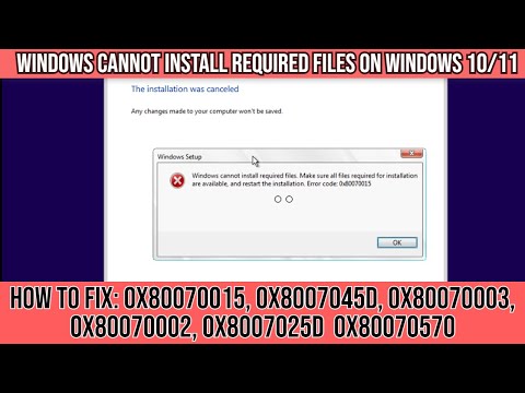 How to FIX Windows Cannot Install Required Files on Windows 10/11 ...