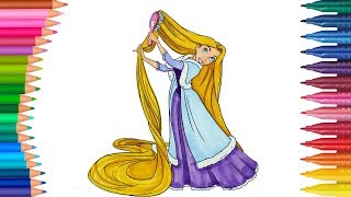 Prenses Rapunzel | Çocuklar için Boyama Sayfası | Boyama ve Renkleri Öğreniyorum