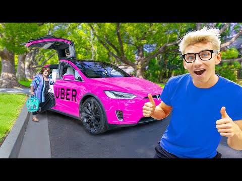 PICKING UP MYSTERY NEIGHBOR in UNDERCOVER UBER!! (New Tesla Disguised) Video