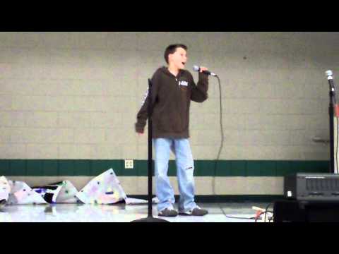 Tyler Parker singing at the School Talent Show