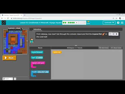 Lesson 13, Conditional in minecraft of CS Fundamental Express Course, code.org