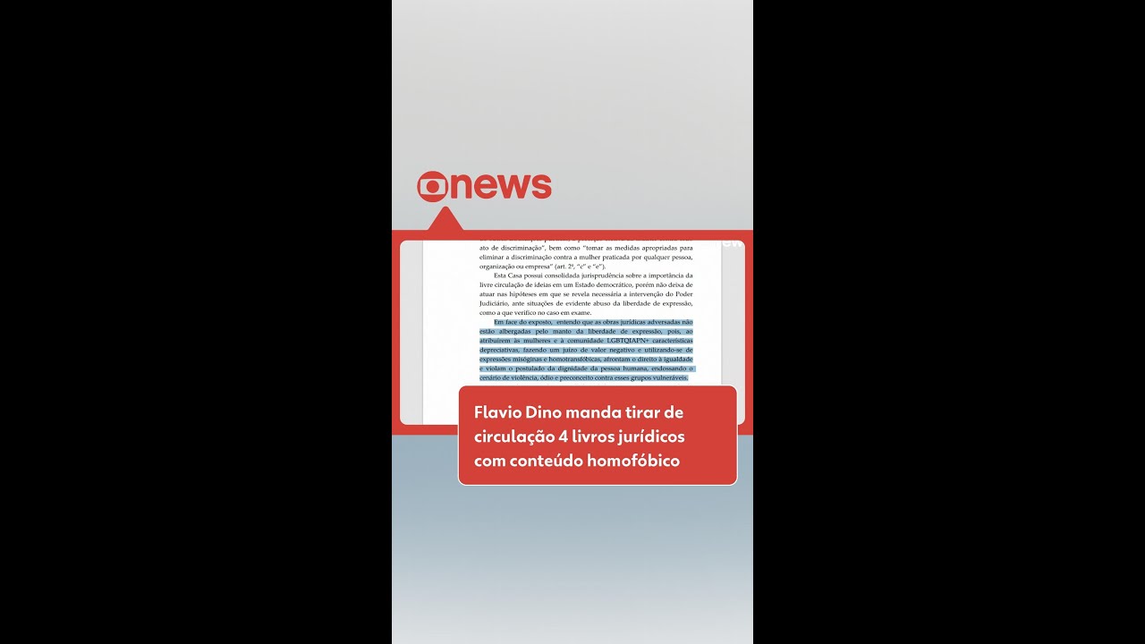 Flávio Dino manda tirar de circulação livros jurídicos com conteúdo homofóbico e misógino #g1